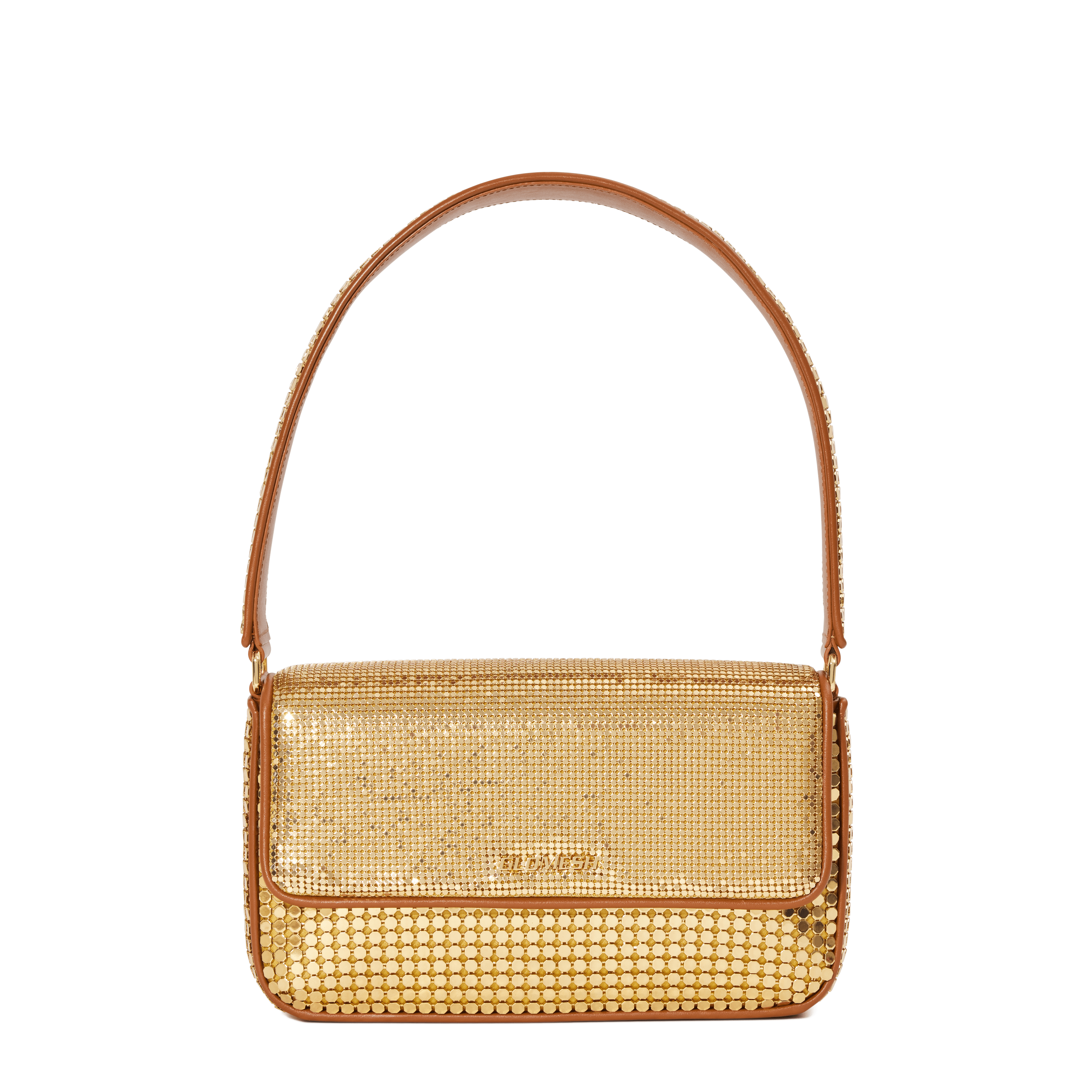 Glomesh BERTHA Gold / Caramel Café Leather Purse, Handbag, Clutch, Bag