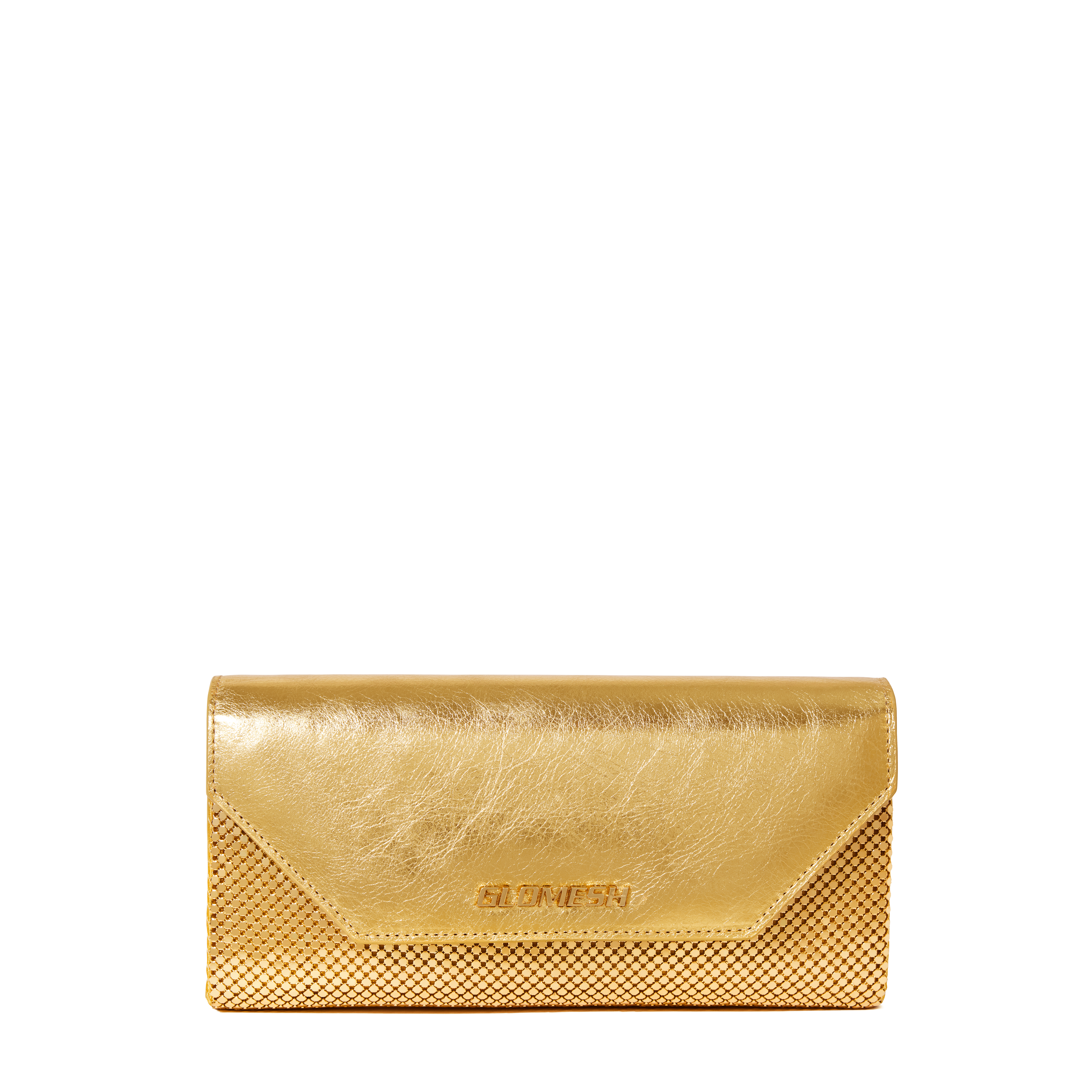 Glomesh ONYU ENVELOPE - MESH x LEATHER Gold Purse, Handbag, Clutch, Bag