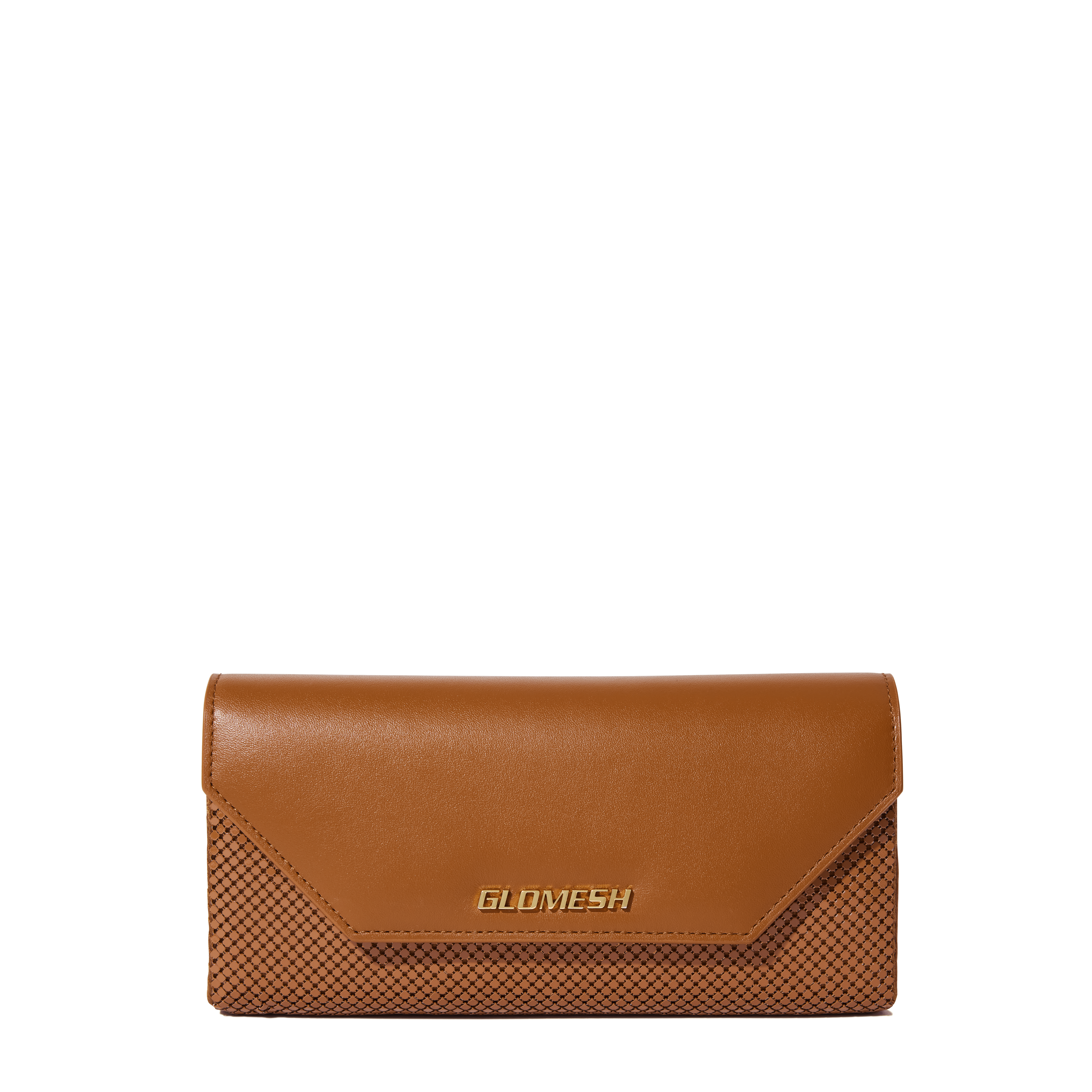 Glomesh ONYU ENVELOPE - MESH x LEATHER Caramel Café Purse, Handbag, Clutch, Bag