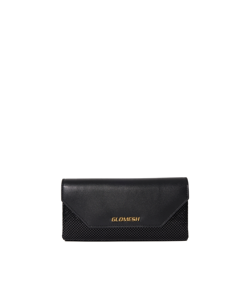 ONYU CONTINENTAL WALLET / MESH x LEATHER - Black