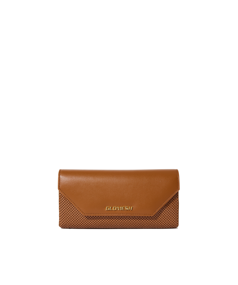 ONYU CONTINENTAL WALLET / MESH x LEATHER -  Caramel Café