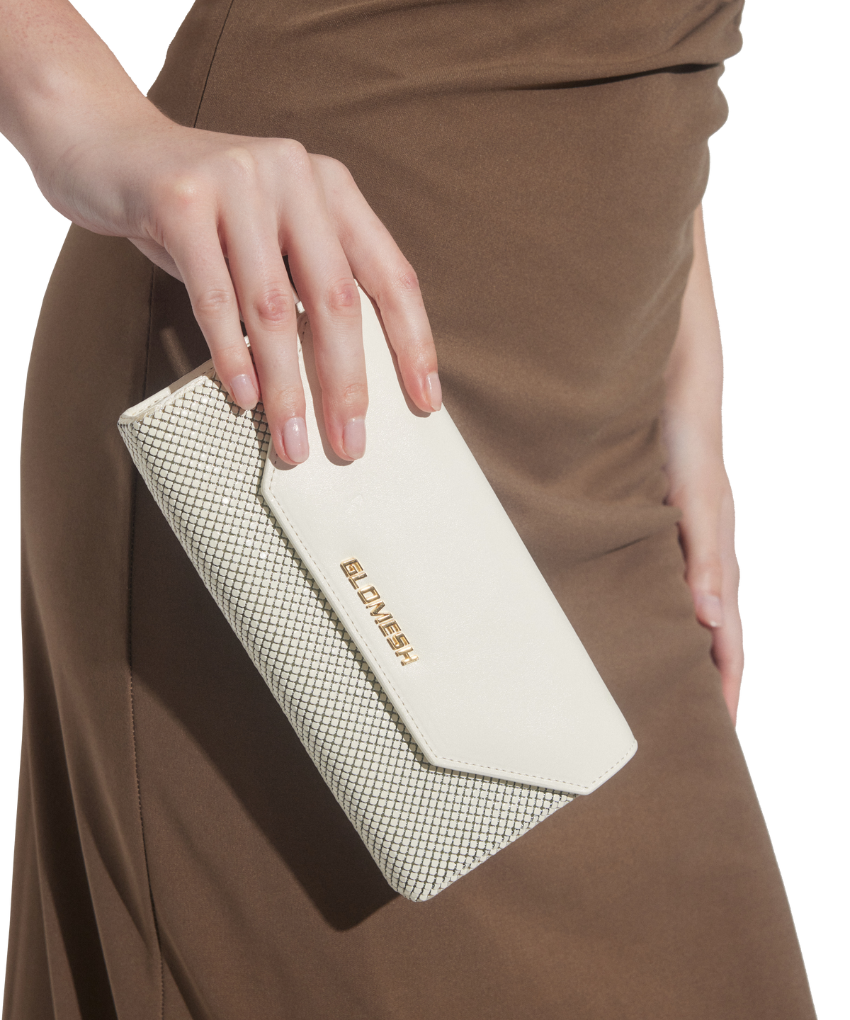 ONYU CONTINENTAL WALLET / MESH x LEATHER - Whisper White