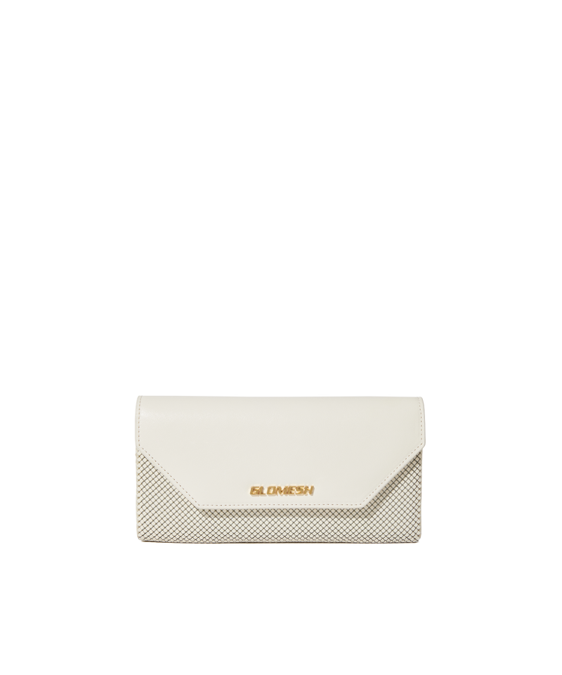 ONYU CONTINENTAL WALLET / MESH x LEATHER - Whisper White